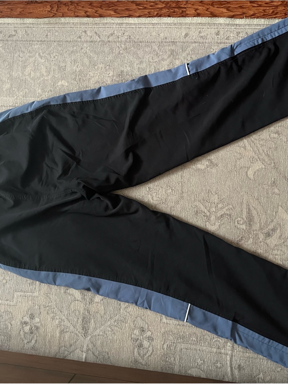 Women’s Black Track Pants with Slate Blue Side Stripe
